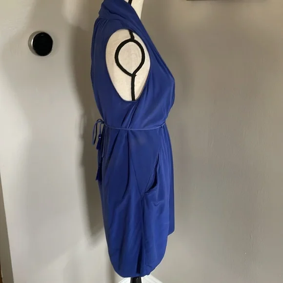 Wildred Aritzia silk 100% dress blue with fringe details - Picture 5 of 11